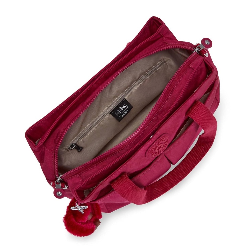 Kipling Kenzie Shoulder Bag Cherry Red Tote Bag - Picture 2 of 11